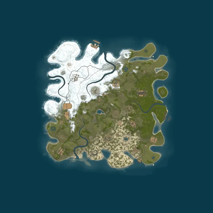 Map of NEVERLAND X100 PVE USA, raidable bases, abandoned bases, skills