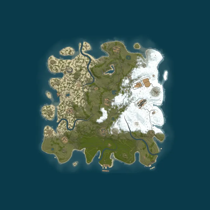Map of Rustinction 2x, PVE/PVP zones, Roleplay friendly, No Raid, Mont