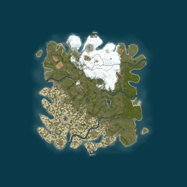 Map of Fields of Rust|PVE|Events|Raidable Bases|NPC's|Skill Tree